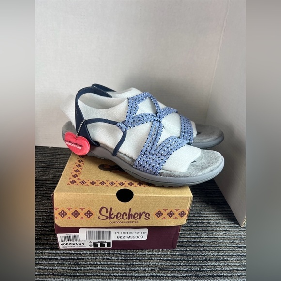 New-Skechers Sandals -Womens 11 -Reggae Slim Stretch Appeal Slingback 40826 Blue - Picture 8 of 9